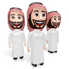 3D three arab cartoon characters