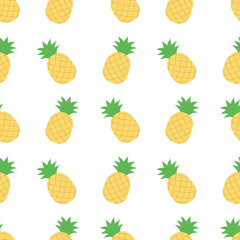 Vector seamless pattern with pineapples. Cute Tropical summer fruit background.