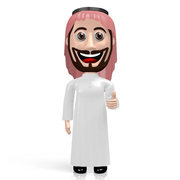 3D arab cartoon character - OK sign