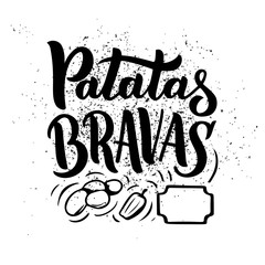Freehand sketch style drawing of spanish menu with food name, various elements and hand written lettering. Handdrawn design. Detailed illustration