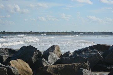 Fototapeta na wymiar Jetties in St. Augustine Beautiful sky, beautiful Ocean