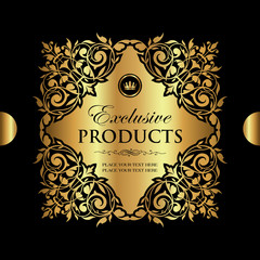 Luxury ornamental gold decorative label for design