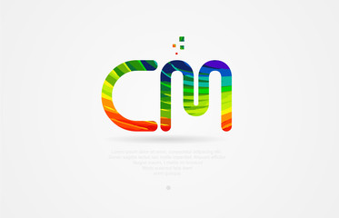 cm c m rainbow colored alphabet letter logo combination