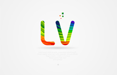 ,  l v rainbow colored alphabet letter logo combination