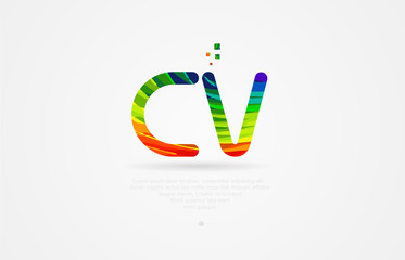 cv c v rainbow colored alphabet letter logo combination