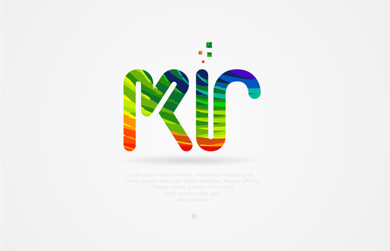 kr k r rainbow colored alphabet letter logo combination