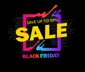 Fototapeta premium Black Friday sale inscription design template. Black Friday banner. Special offer. Vector illustration EPS10