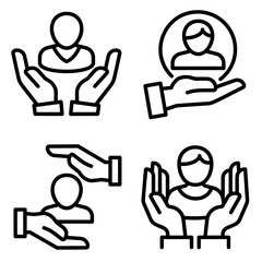 Customer retention icon set. Outline set of customer retention vector icons for web design isolated on white background