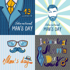 Mens day concept background. Hand drawn illustration of mens day vector concept background for web design