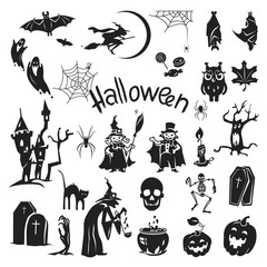 Halloween icon set. Simple set of halloween vector icons for web design isolated on white background