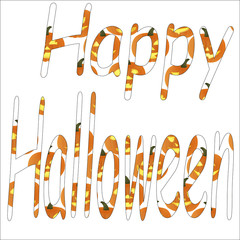 text of a happy halloween of pumpkins
