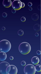 ubble with Hologram Reflection. Set of Realistic Water or Soap Bubbles for Your Design.