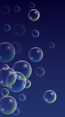 ubble with Hologram Reflection. Set of Realistic Water or Soap Bubbles for Your Design.
