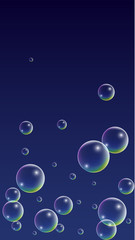 ubble with Hologram Reflection. Set of Realistic Water or Soap Bubbles for Your Design.