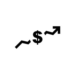 Dollar, arrow indicates a price increase, icon vector