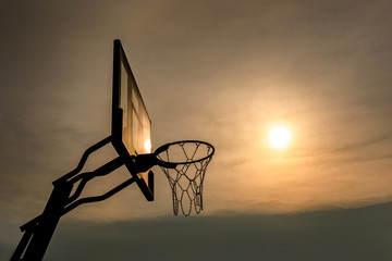 basketball backboard  at Sunset