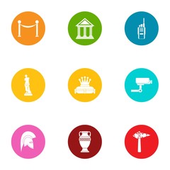 Bestowal icons set. Flat set of 9 bestowal vector icons for web isolated on white background