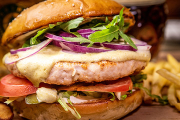 Close-up of home made burgers