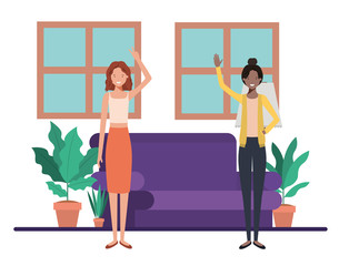 young women in living room avatar character