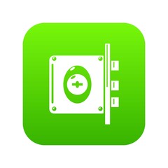 Lock interroom icon green vector isolated on white background