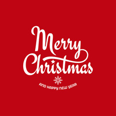 Christmas vintage lettering with xmas sign on red background