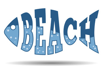 Abstract fish text beach