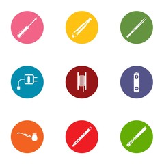 Technical locksmith icons set. Flat set of 9 technical locksmith vector icons for web isolated on white background