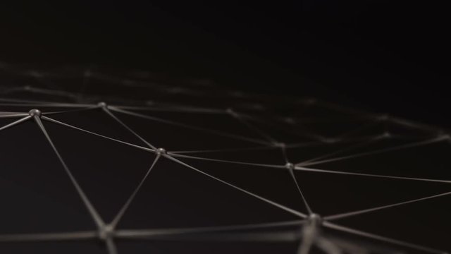 Abstract background with animation of waving and vibrating network surface. Technological movie about data transfer or social communication. Animation of seamless loop.