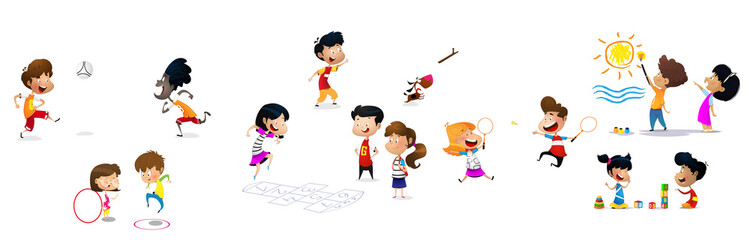 Children jumping, vector illustration