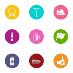 Barrel of alcohol icons set. Flat set of 9 barrel of alcohol vector icons for web isolated on white background