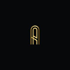 Letter A Logo Design, Creative Minimal A Logo Design in Gold and Black Color
