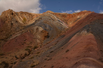 mountains landscape nature landscape view sky air oxygen autumn season grass trees blue yellow sand stone gray brown ridge water river rocks rock blue Altai,Russia open space