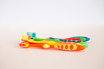 Set of colorful toothbrushes isolated