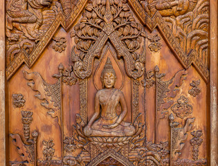 Wood carving of Buddhist history