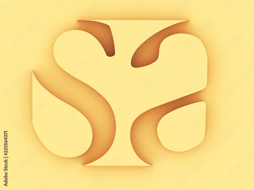 Fototapete 3d illustration of cut letters sa with the focus on the spaces between the letters