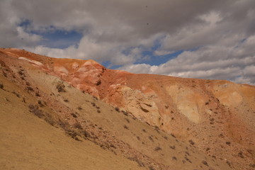 mountains landscape nature landscape view sky air oxygen autumn season grass trees blue yellow sand stone gray brown ridge water river rocks rock blue Altai,Russia open space