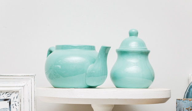 Clay ceramic pot in pottery workshop