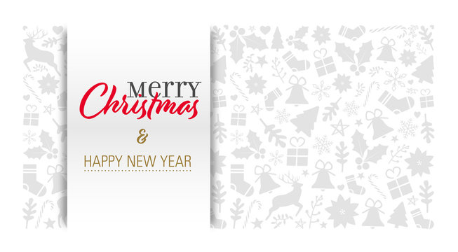 christmas card with calligraphic greeting text on a light grey background