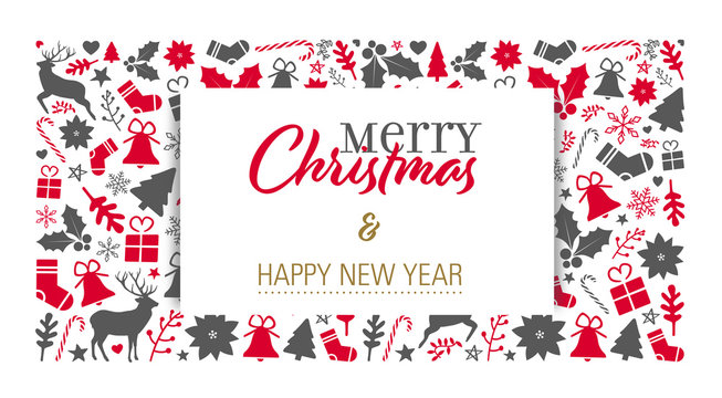 christmas card template with a red-grey background