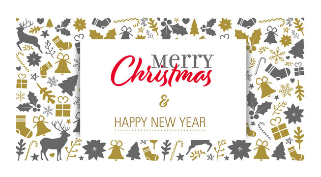 christmas card template with a golden-grey background