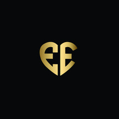 Heart Shaped Initial Letters E E or EE Romantic Logo Design