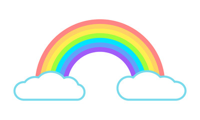 Rainbow in the clouds. Vector flat icon.
