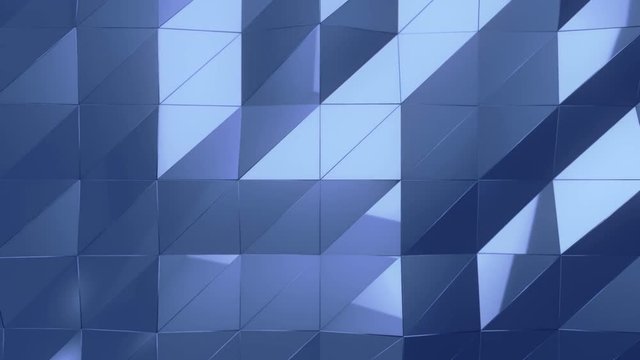 Abstract background with animation of waving smooth polygonal surface from glass, chrome or plastic. Good technological backdrop. Animation of seamless loop. 