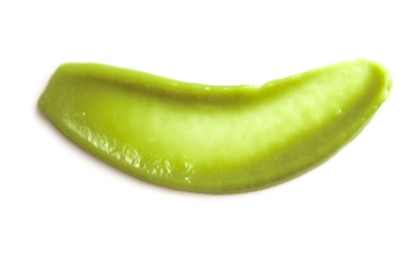 Green wasabi sauce isolated on white background,top view