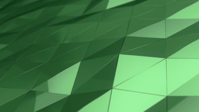 Abstract background with animation of waving smooth polygonal surface from glass, chrome or plastic. Good technological backdrop. Animation of seamless loop. 