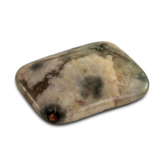 Rectangle cabochon ocean jasper stone isolated on white background