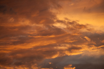 Fiery orange sunset sky. Beautiful sky.
