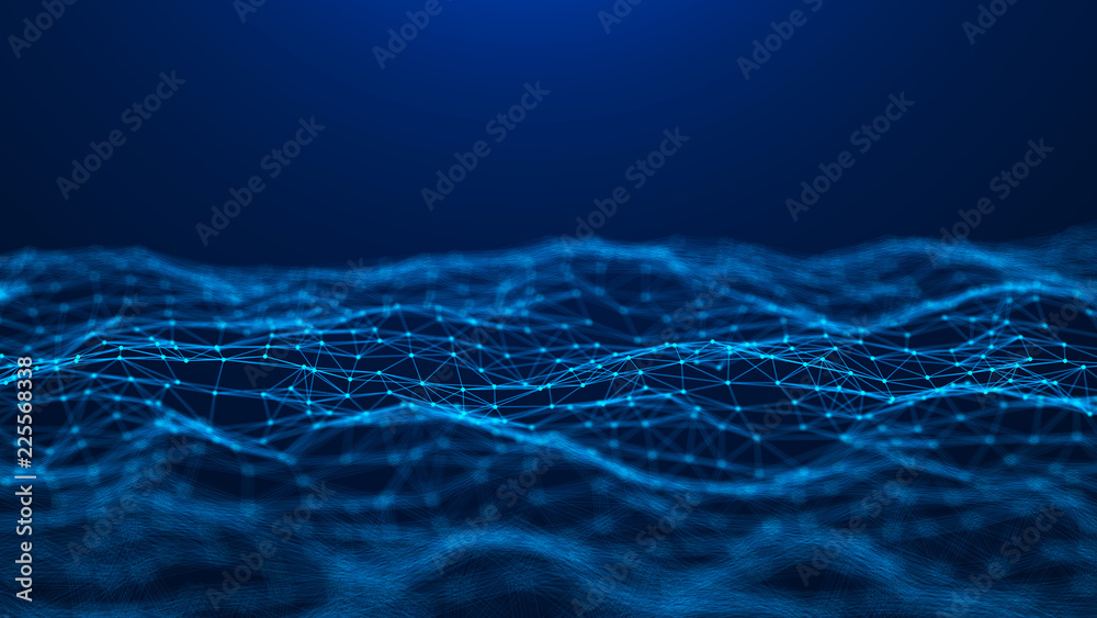 Aufkleber Abstract technology background. Network connection. Big data visualization. 4k rendering.