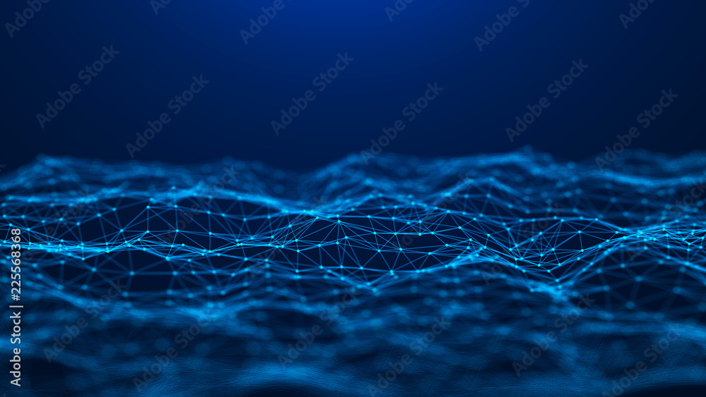 Poster Abstract technology background. Network connection. Big data visualization. 4k rendering.