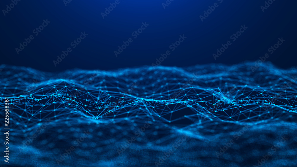 Aufkleber Abstract technology background. Network connection. Big data visualization. 4k rendering.
